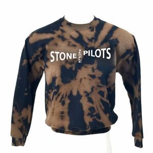 STONE TEMPLE PILOTS Rock Band Acid Wash Distressed Pullover Crewneck Sweatshirt